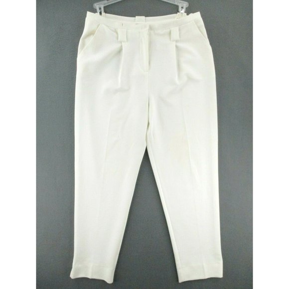 Topshop Pants - TopShop Pants Womens 10 White Slacks Relaxed Fit Tapered Stretch Casual